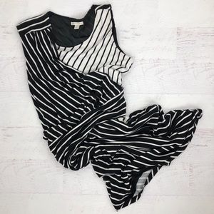 2/$20 Sleeveless Dress Black White Stripe S NWOT